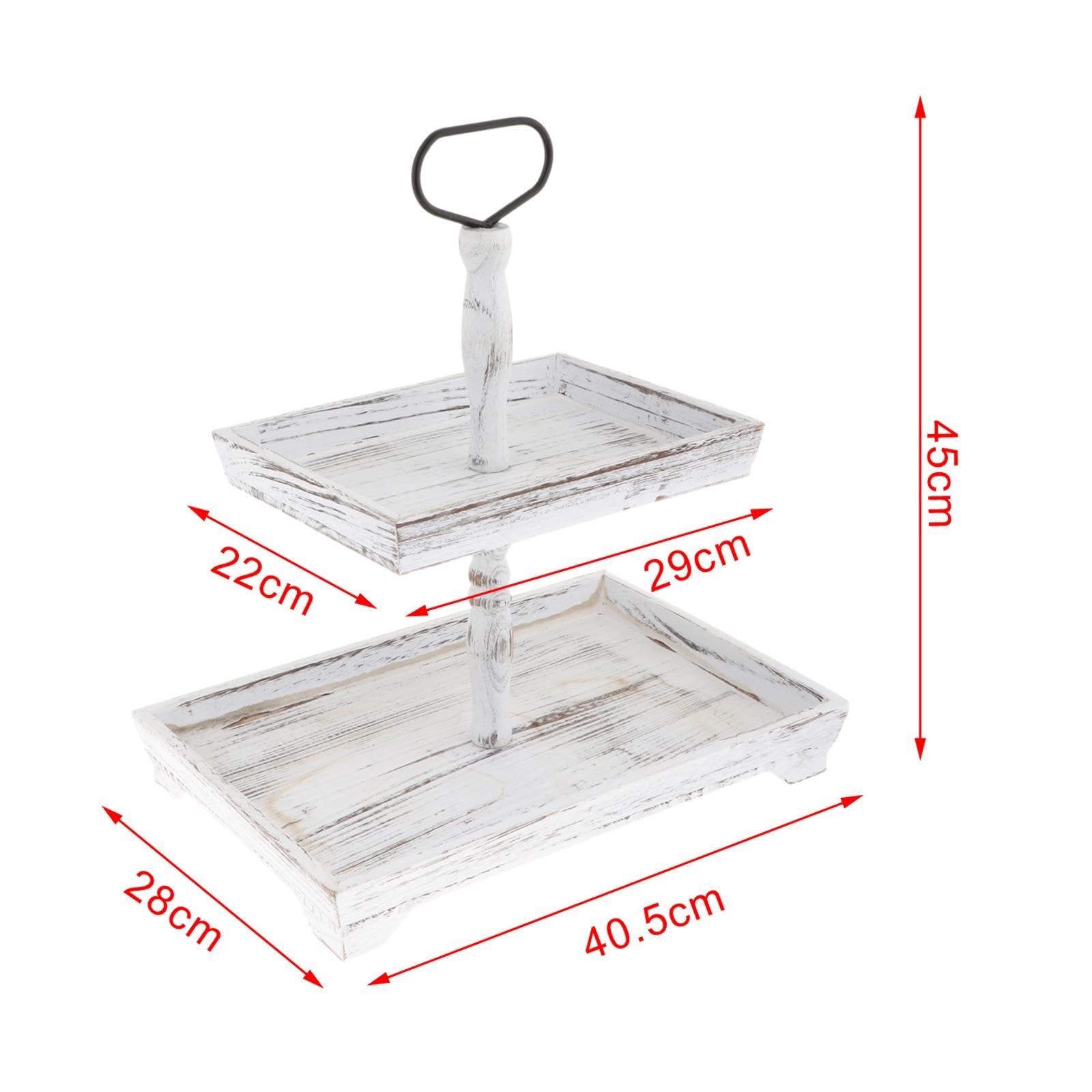 perfk Plateau de Service à Plusieurs Niveaux, Ornements en Bois, Stockage de collations, Assiette de Fruits à Plusieurs Niveaux, présentoir à Desserts pour, Rectangle