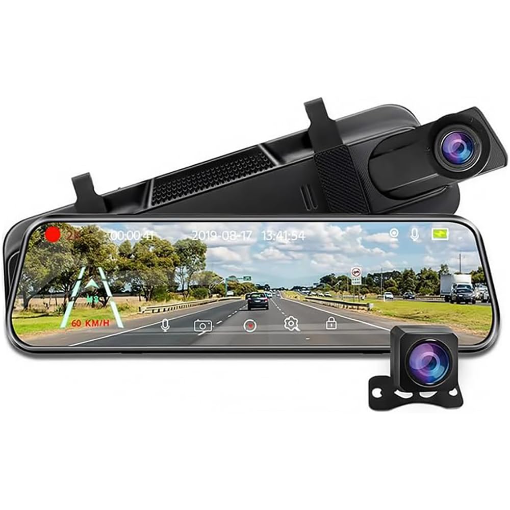RJXGJK 10'' Mirror Dash Cam for Mazda CX30 2020 2021 2022 2023 2024, Rear View Mirror Camera Night Vision 2K+1080P 32GB, Full Touch Screen Loop Recording Parking Assistance