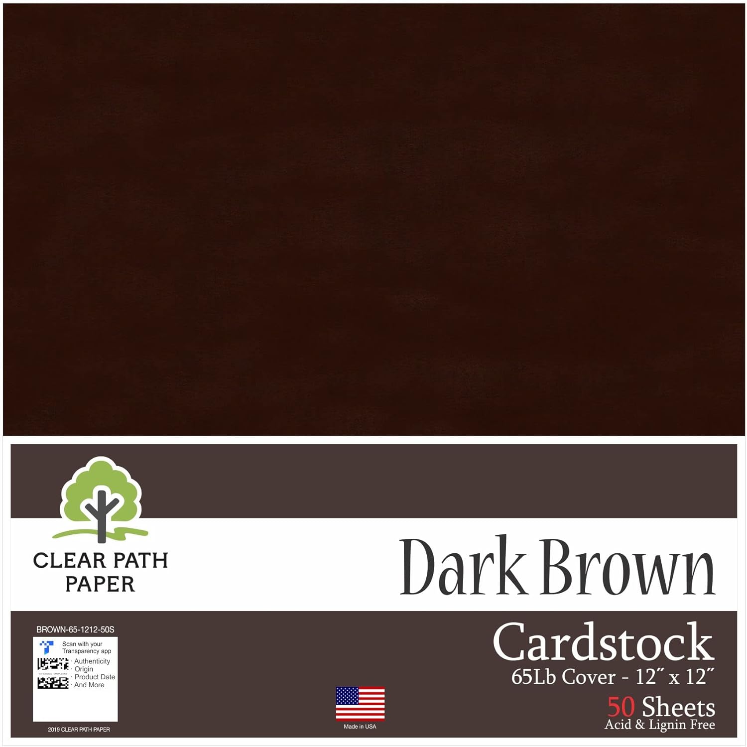 Dark Brown Cardstock 12 x 12" / 30,5 cm x 30,5 cm 65Lb Cover
