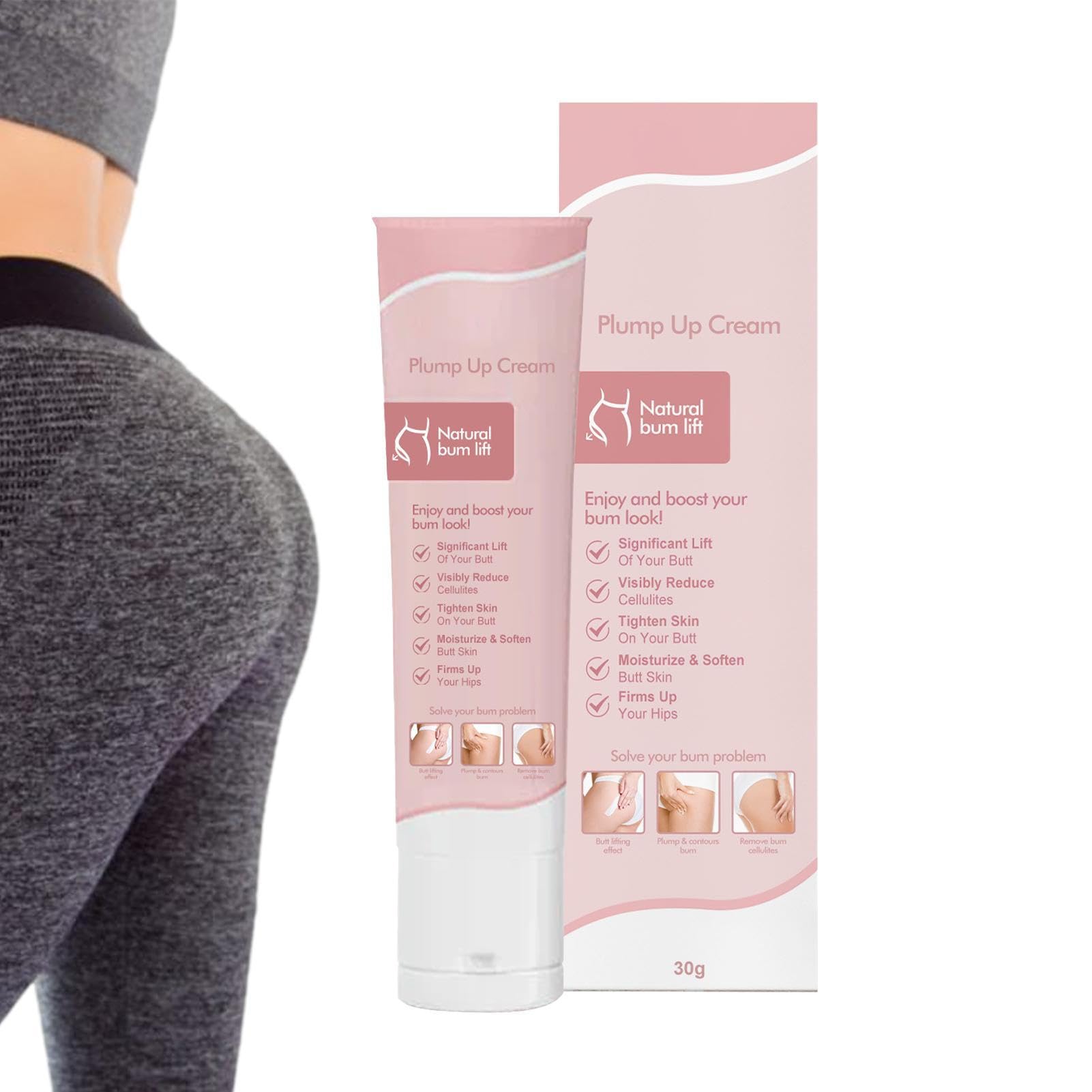 HERSIL Butt Enhancement Cream Fast Growth - Natural Butt Cream for Bigger Butt,1.05 Oz Lifting Loose Skin, Booty Enlargement Cream for Men and Women