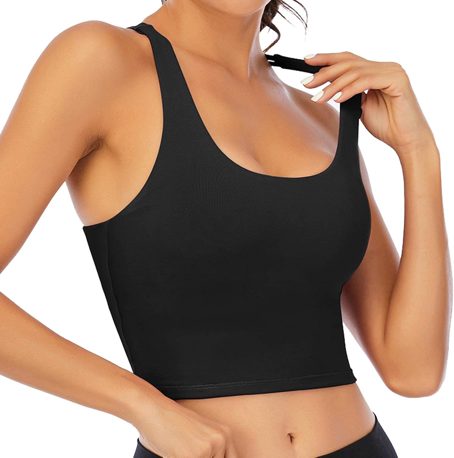 Youloveit Sports Bras for Women Padded Longline Yoga Cami Crop Tank Tops with Built-in Bra