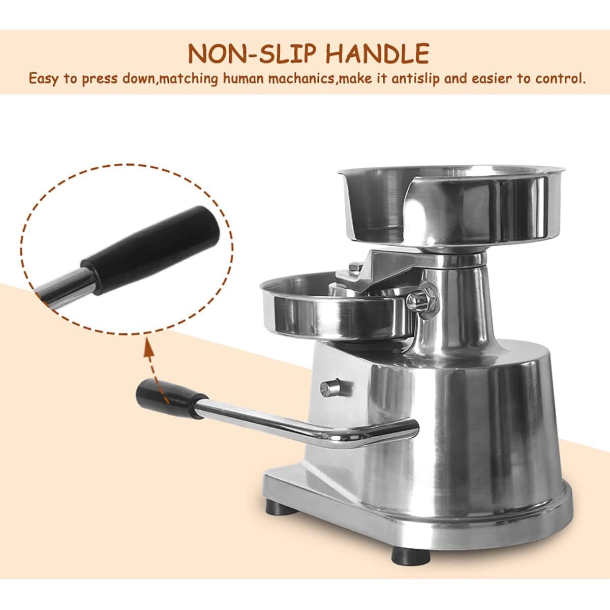 Pressa per Hamburger Commerciale, Macchina per Hamburger Manuale in Acciaio Inox, pressa per Hamburger con 500 Fogli di Carta per Hamburger, per Ristorante, Hotel, Mensa, 150 mm