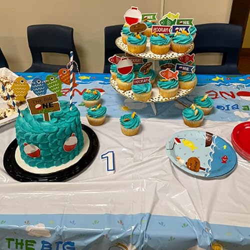 Miniatura 2 de The Big One - Vajilla de fiesta de 40 piezas, platos de pesca de 9 pulgadas, platos de aliados de peces de 7 pulgadas, servilletas de 7 pulgadas