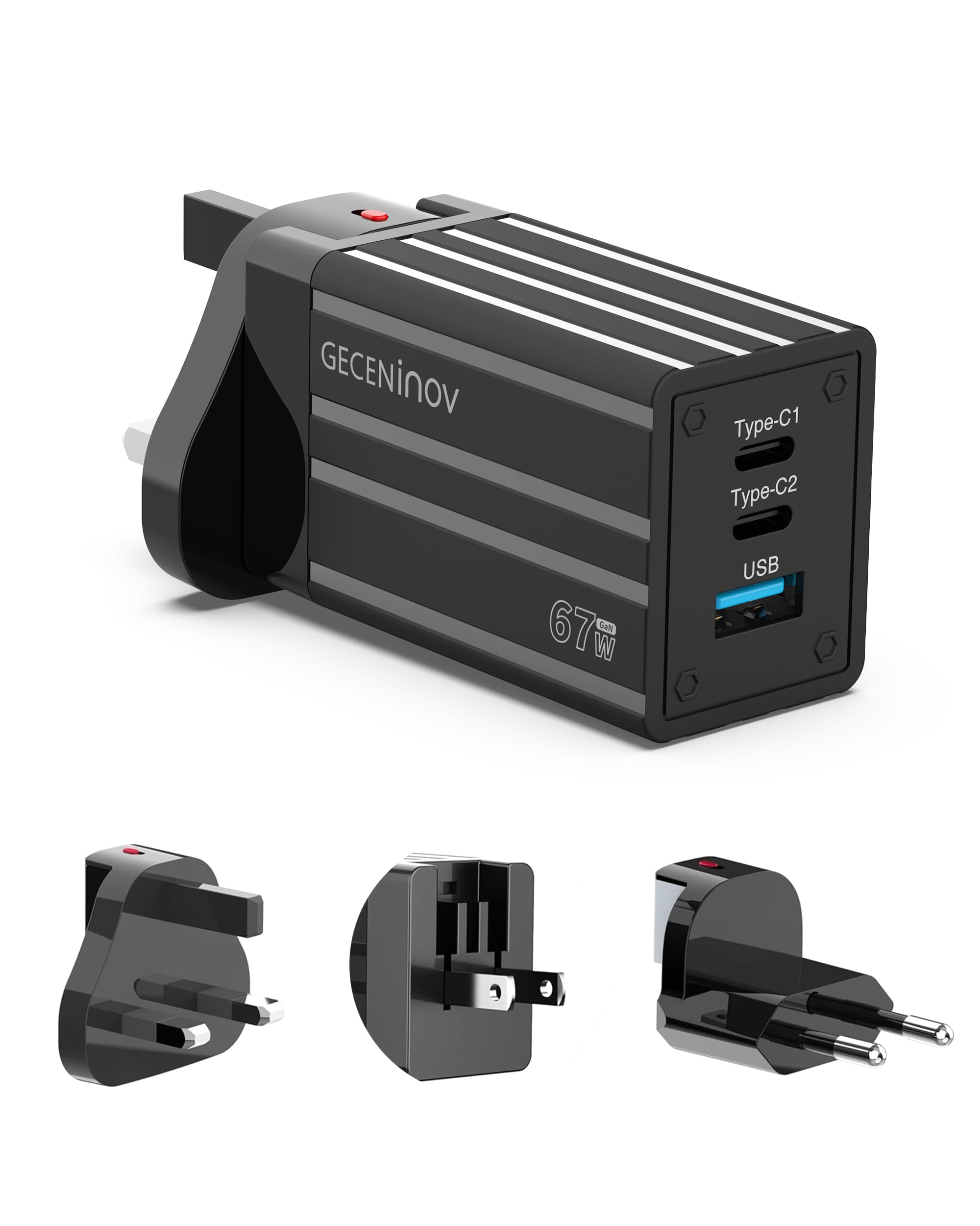 67W USB C Charger, 65W USB C Fast Travel Charger with EU UK US Plug, PD3.0 Charge Power Supply, PPS Adapter Compatible with MacBook Pro Air, iPad, iPhone 16 Pro/15, Galaxy S24, Pixel, Steam Deck