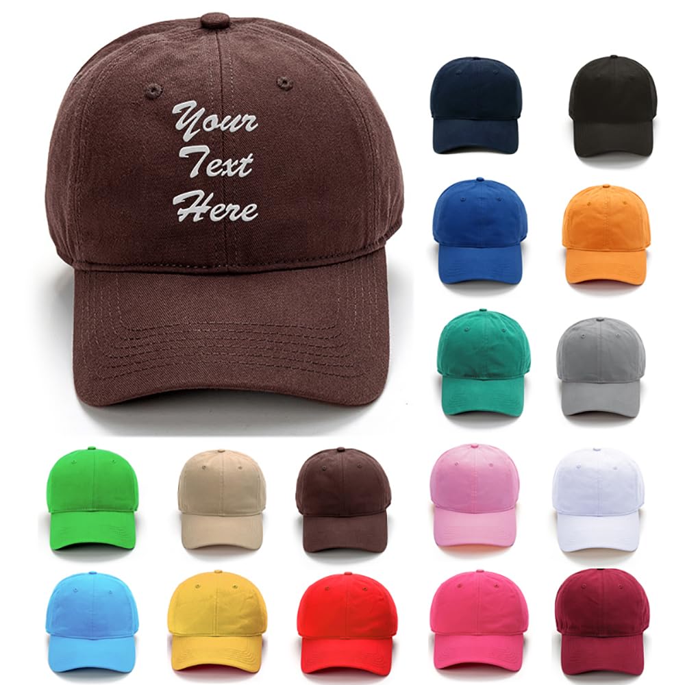 Van Der Linn Unisex Brown Personalised Embroidered Baseball Cap Hat Cotton Mens Ladies (Cotton, )