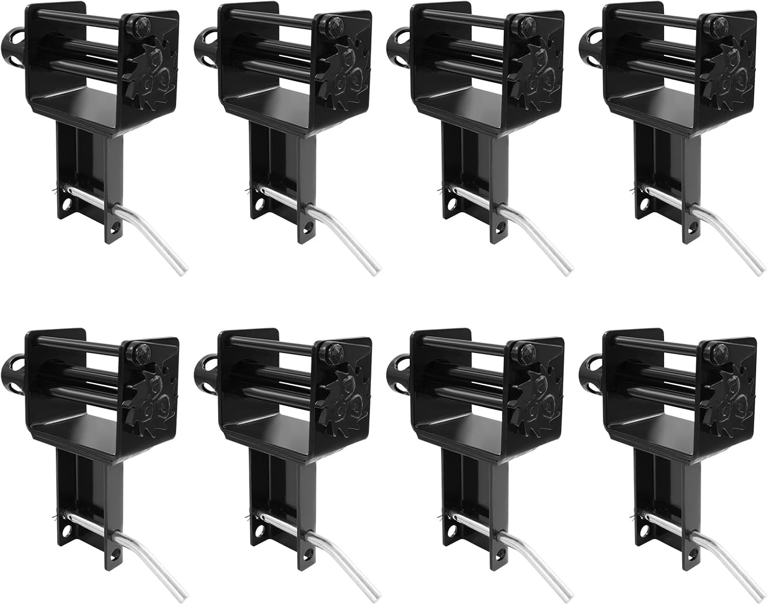 Heavy Duty Trailer Stake Pocket Winch Set of 8 – 5400 lbs Load Capacity, 16200 lbs Breaking Strength Carbon Steel Flatbed Truck Winch for Tie Down Straps, Cargo Securement(2 Hole) Black