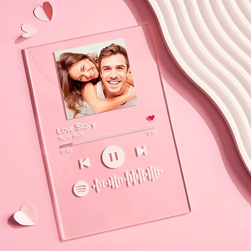 Miniatura 9 de VEELU Placa personalizada de Spotify  Canción acrílica personalizada con foto  Regalos de San Valentín para ella  Canción favorita y regalos de