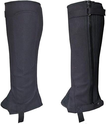 A&H Apparel Unisex Adulto Amara Sintético Ecuestre Media Chaps Negro Cuero Media Chaps, Negro