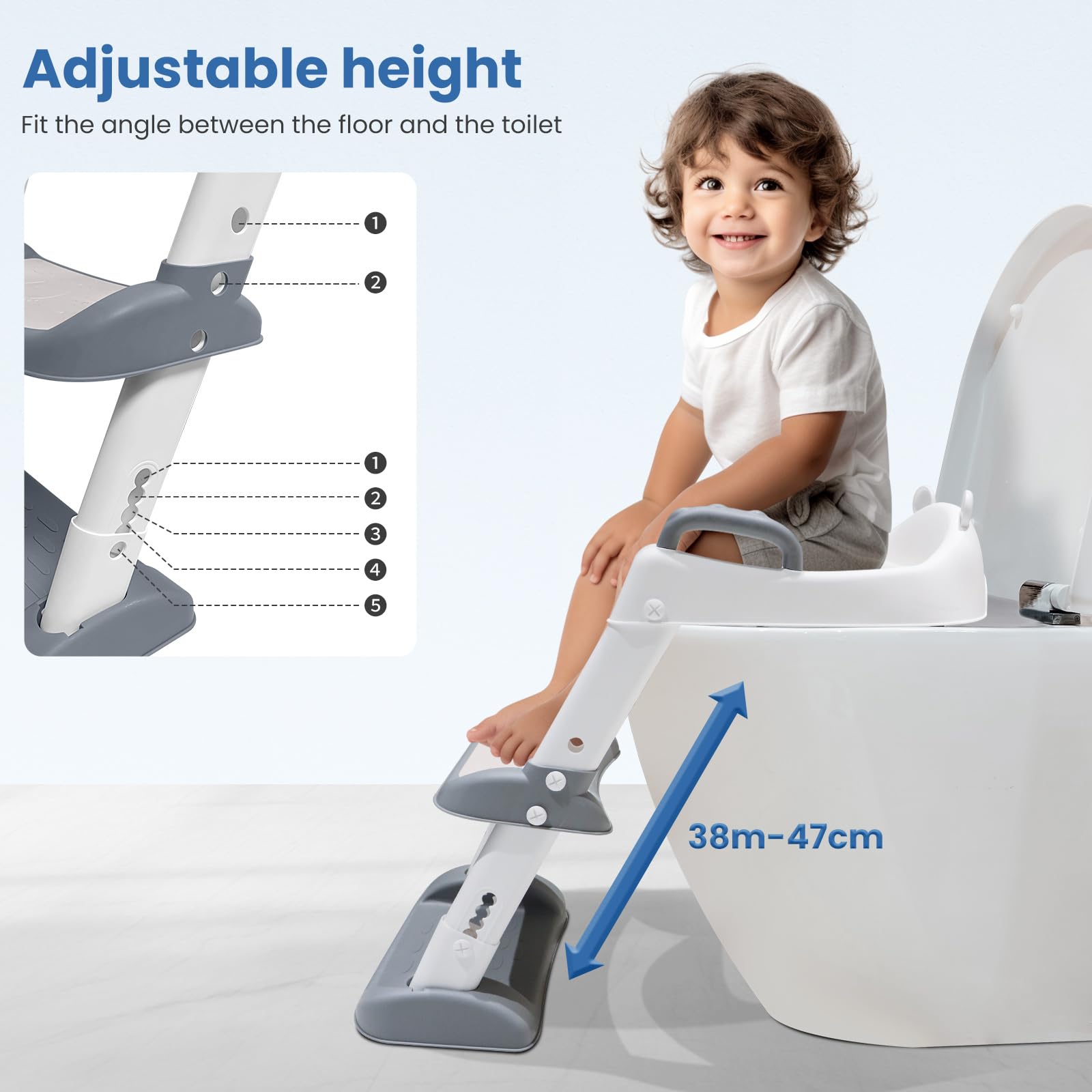 Adoraland Riduttore WC Bambini Scaletta, Riduttore WC Bambini con Scaletta Riduttore WC Sedile del Water con Seggiolino per Bambini Pedana Antiscivolo Anti-Spruzzo WC Bambini