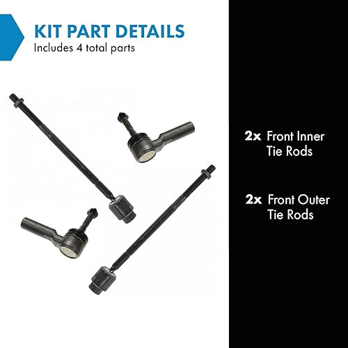 Miniatura 939 de TRQ Juego de varillas de acoplamiento delanteras interiores y exteriores, 4 piezas, compatibles con Chevrolet Cruze 2016-2019 de 16-19 voltios