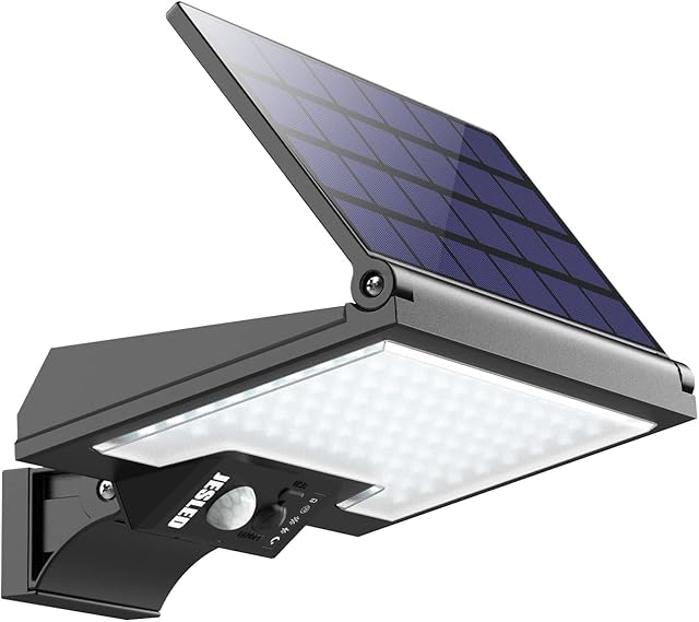 Solar Security Lights Outdoor Motion Sensor, JESLED 108LEDs 4 Modes Solar Lights Outdoor, 3200mAh USB Charging Solar Powered Durable Wall Lights for Patio Yard Pathway Garage