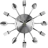 12 Inch Cutlery Kitchen Wall Clock,Modern Small Clock for Living Room Battery Operated,Non Ticking Silent Clock with with Fork and Spoon Dial,for Bedroom,Office,Kitchen,Farmhouse,Wall Decor