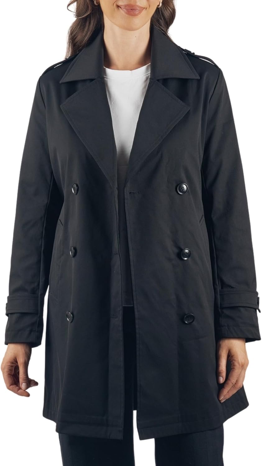 Alpine Swiss Siena Womens Rain Jacket Waterproof Trench Coat Lightweight Raincoat Double Breasted Long Peacoat Overcoat - Image 9