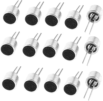 uxcell 15 Pcs Electret Microphone Inserts 6050 with PCB Pins Condenser