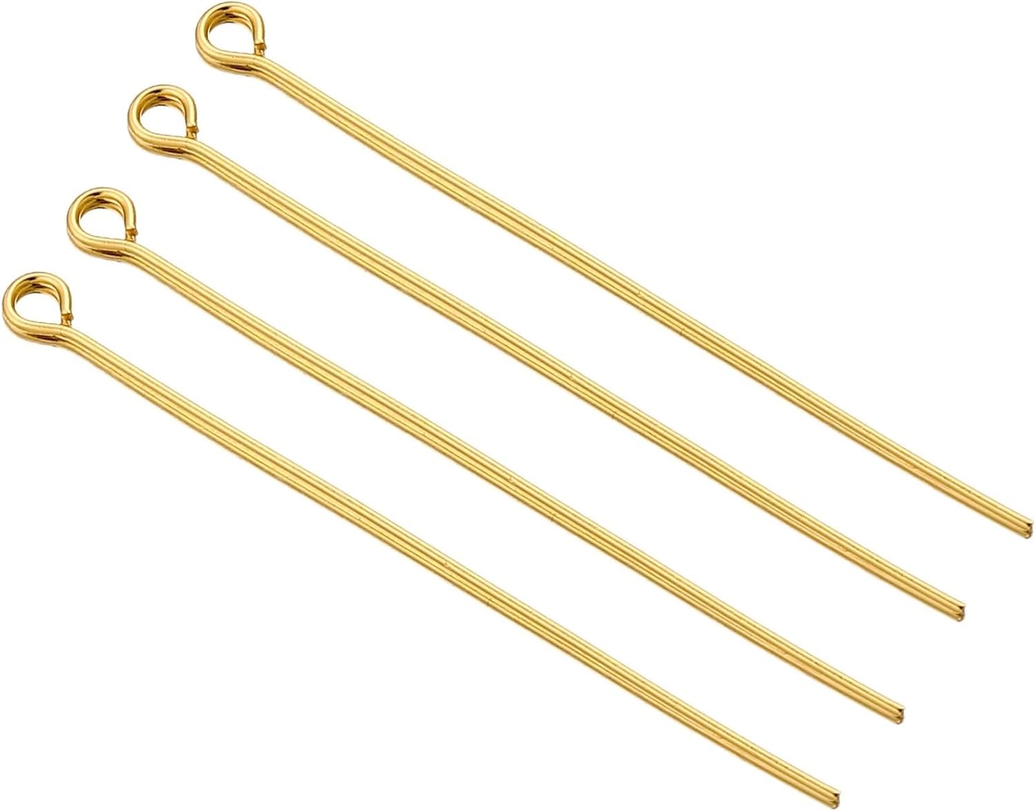 Eye Pins 1000pcs 40 50mm Stainless Steel Gold Silver Plated Eye Head Pins Needles for DIY Jewelry Finding Making Supplies Bulk for Jewelry Making, Pendant Beads(Gold,0.7x50mm)