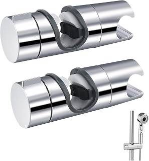 Shower Head Holder Replacement,Adjustable Shower Holders Bracket 18-25 mm(0.7-0.9inch)Diameter Chrome-Plated + ABS Design  Easy Installation for Slide Rod with Outer Diameter，2Pack