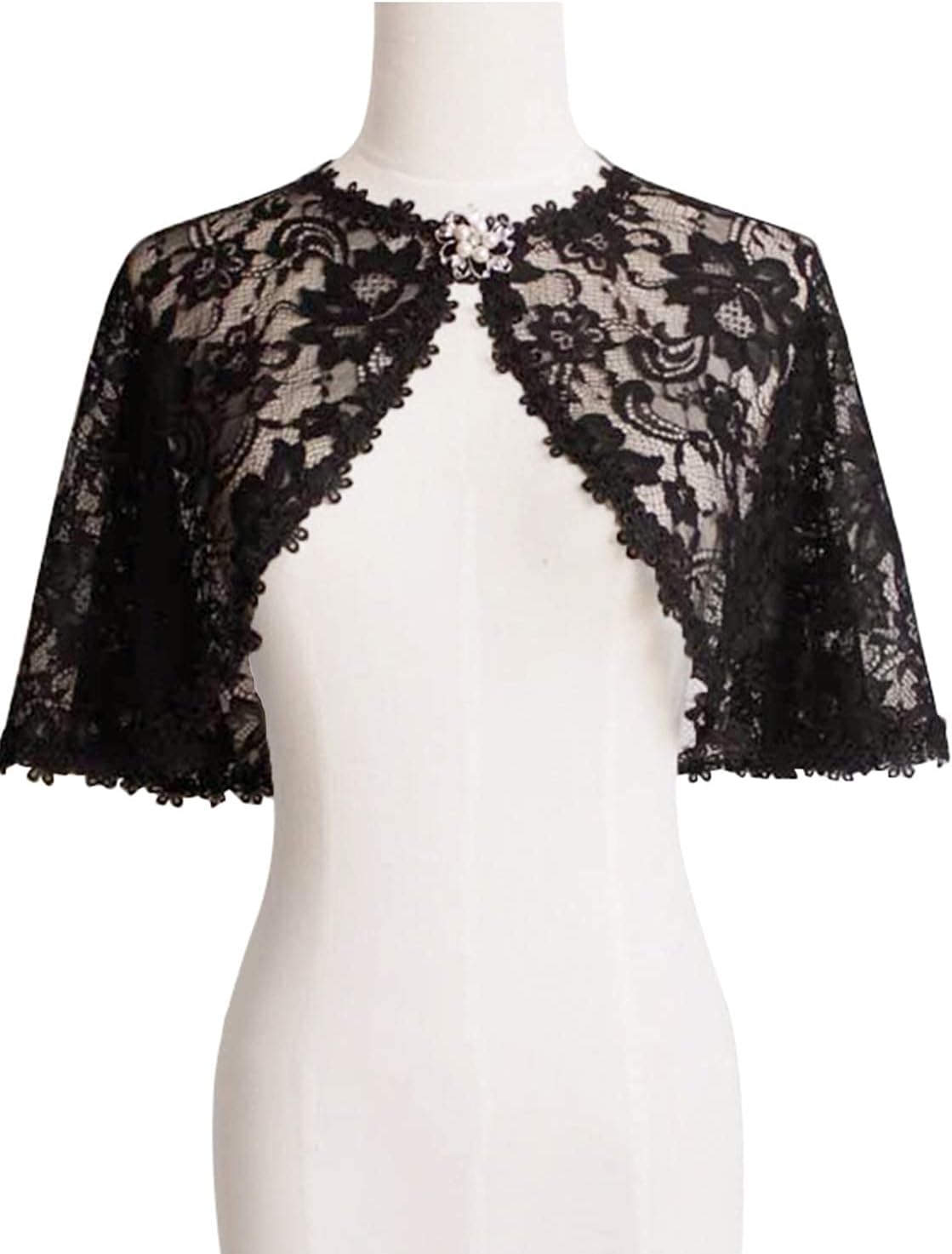 MisShow Women's Lace Appliques Shawls Wedding Bridal Cape Shoulder Covers Bolero - Image 2