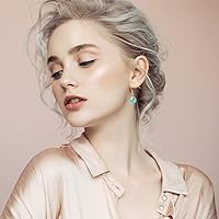 Vista 7 de 8.5mm Jade Drop Earrings for Women Green Jade Earrings 925 Sterling Silver Handmade Dangle Earrings Good Luck Jade Earrings Gift for Birthday