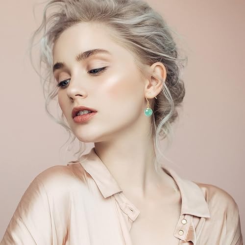 Miniatura 7 de 8.5mm Jade Drop Earrings for Women Green Jade Earrings 925 Sterling Silver Handmade Dangle Earrings Good Luck Jade Earrings Gift for Birthday