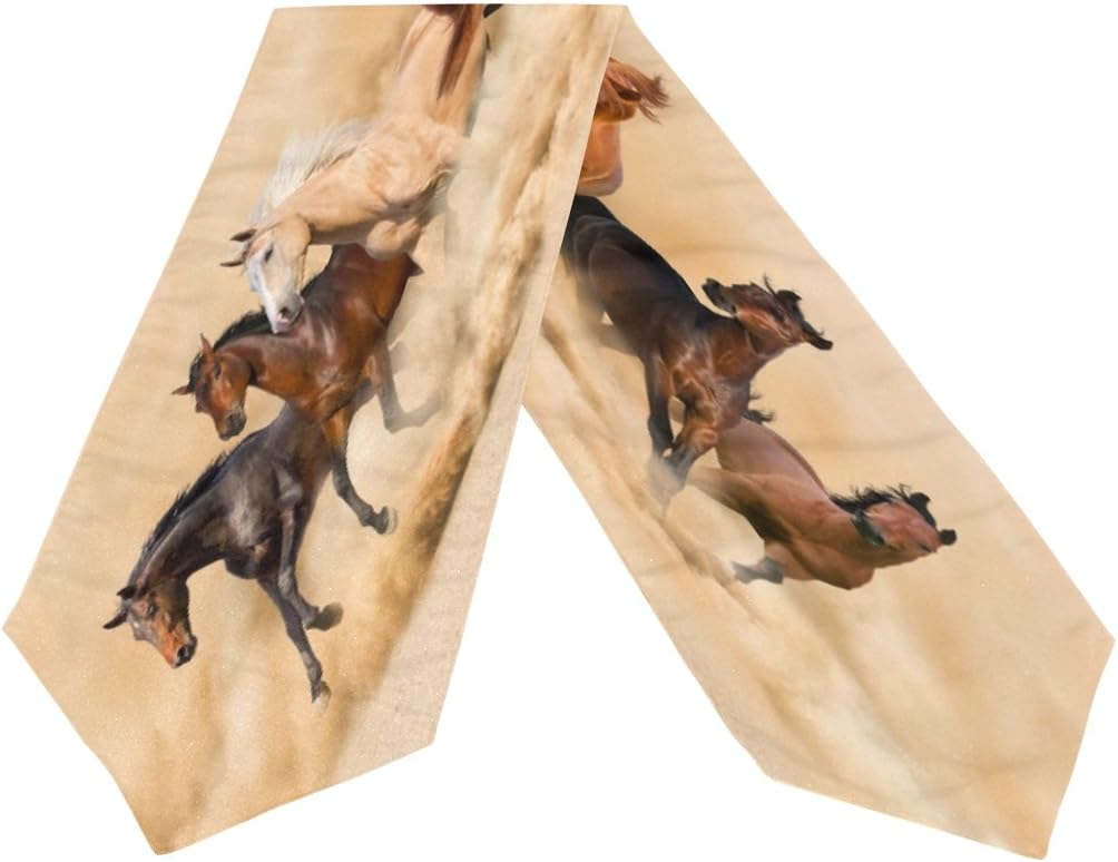 ALAZA Table Runner Home Decor, Stylish Horse Herd in Desert Sand Storm Table Cloth Runner Coffee Mat for Wedding Party Banquet Decoration 13 x 90 inches