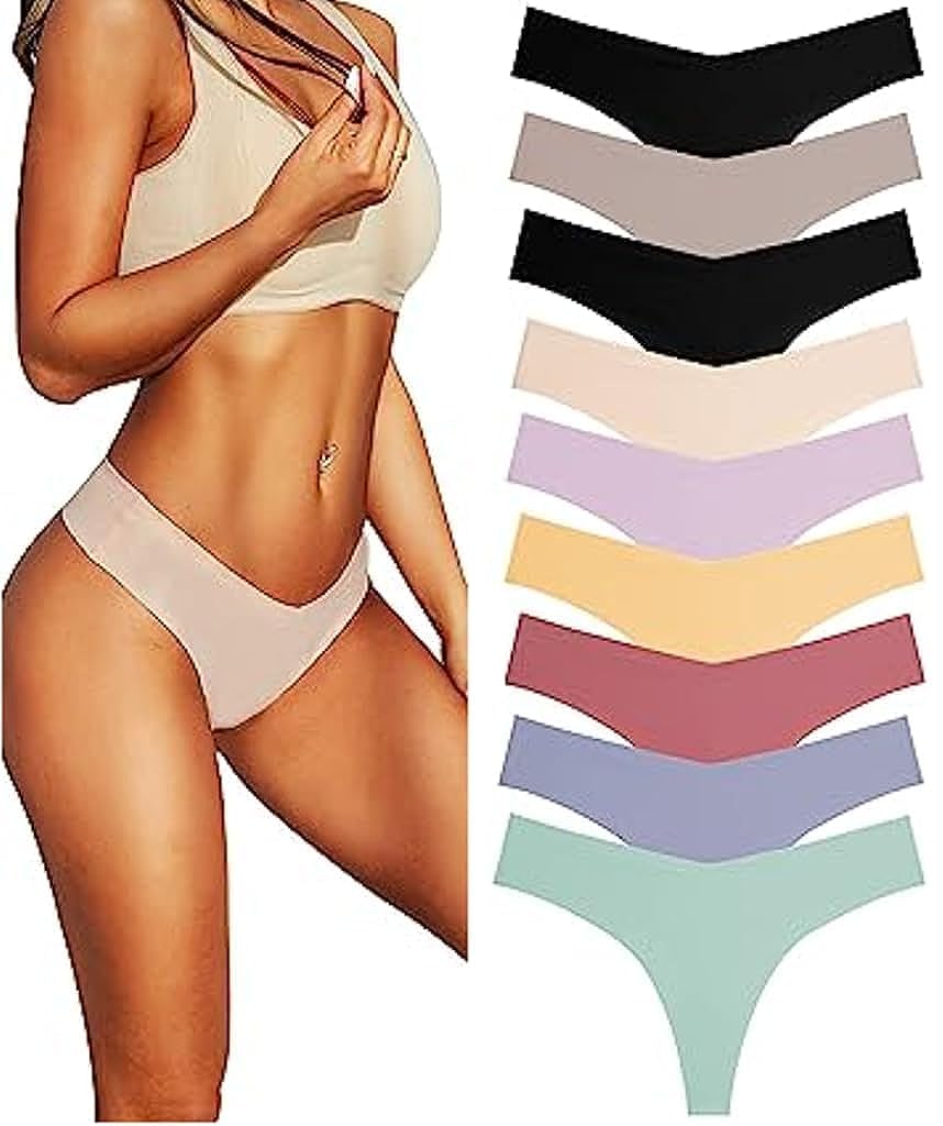 myynti Thongs for Women Seamless-High Waisted Thong Underwear Comfortable Quality Women Thong Knickers for Women No Show Panties - 1pc, Multi.-picture-23
