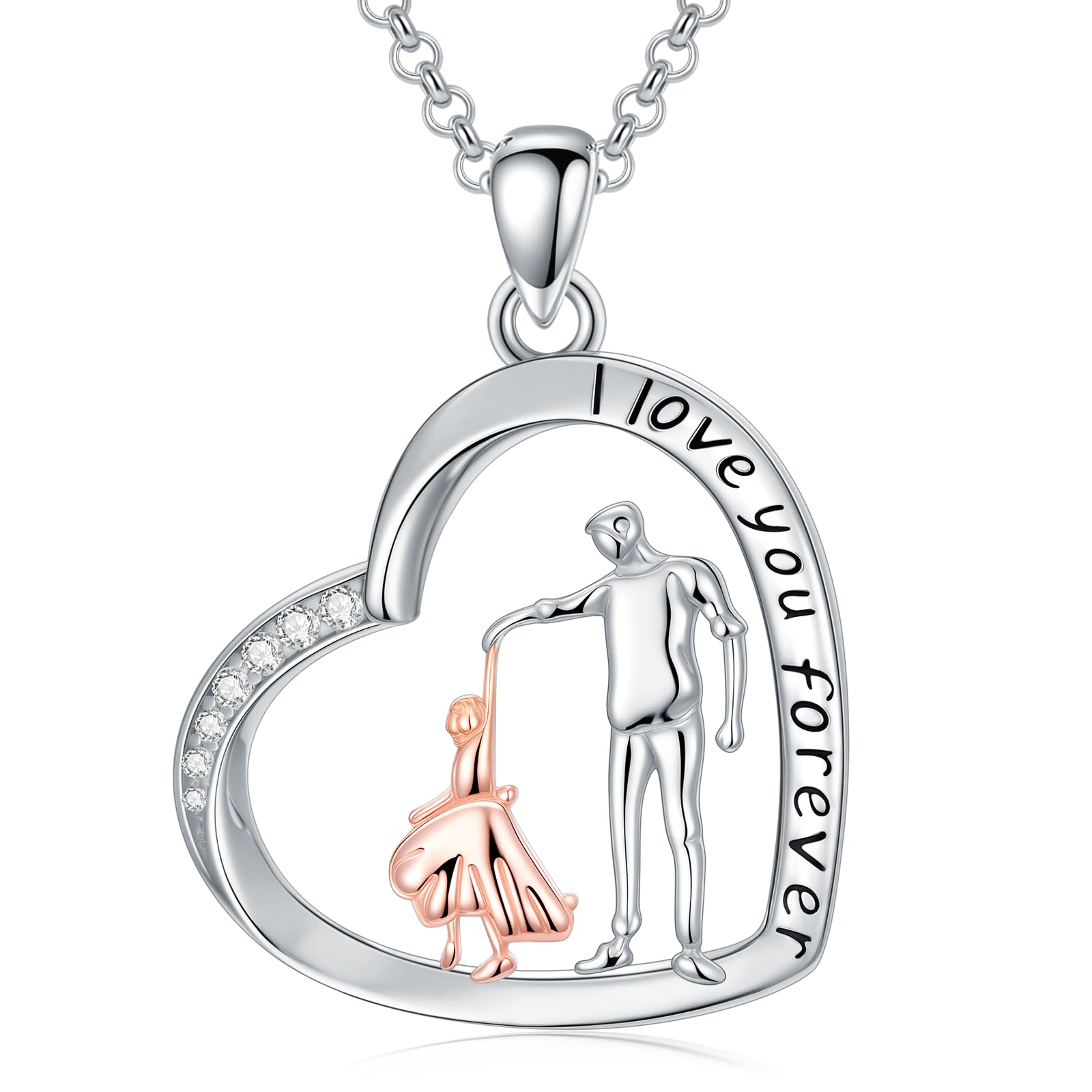 Wildari To My Daughter/Sister/Animal Necklace from Dad/Mom/Sister 925 Sterling Silver Father/Mother Daughter/Sisters/Animal Heart Pendant Jewelry