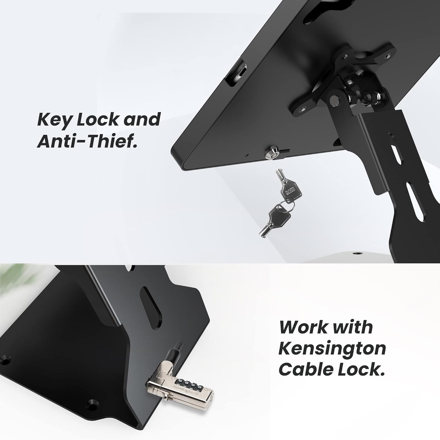Tablet POS Stand Compatible with iPad 10.2" Gen 7 8 9th, Heavy Metal Flip Lockable Rotate Swivel Tablet Stand for Desk