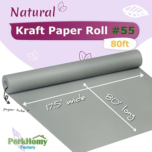 Vista 212 de PerkHomy - Rollo de papel kraft marrón de 17.5 x 1.200 pulgadas (100 pies) para envoltura de regalos, tablón de anuncios, manualidades, ramo