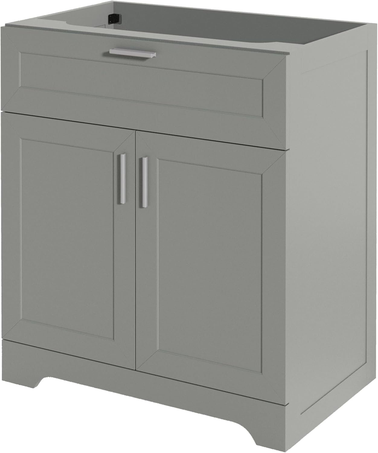 30 Inch Bathroom Vanity Without Ceramic Sink, Under Sink Vanity Cabinet, Freestanding Vanity for Bathrooms, Bathroom Storage Vanity with 2 Doors and1 Drawer (Grey, 30", Without Sink)