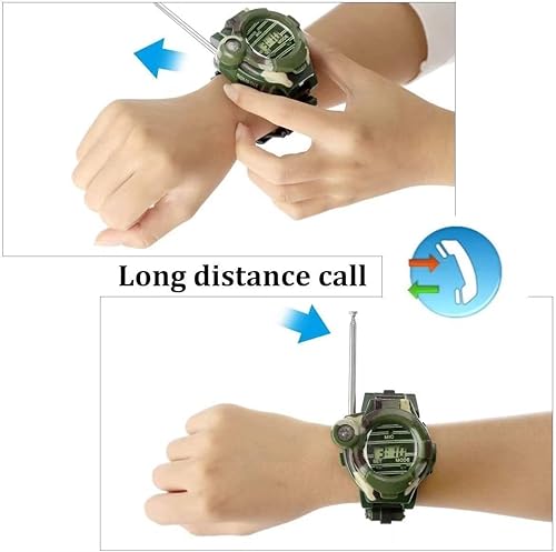 Miniatura 6 de Walkie Talkie para niños, Walkie Talkies, reloj espía del ejército, regalos para niños, radio bidireccional Walky Talky Relojes con linterna para