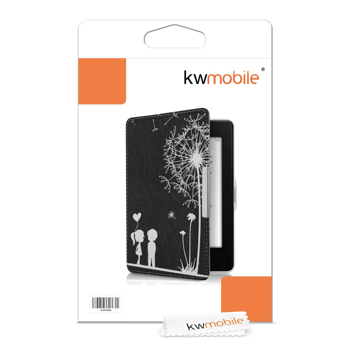 kwmobile Custodia eReader Compatibile con Amazon Kindle Paperwhite Cover - eBook Reader Flip Case - bianco/nero - Amore