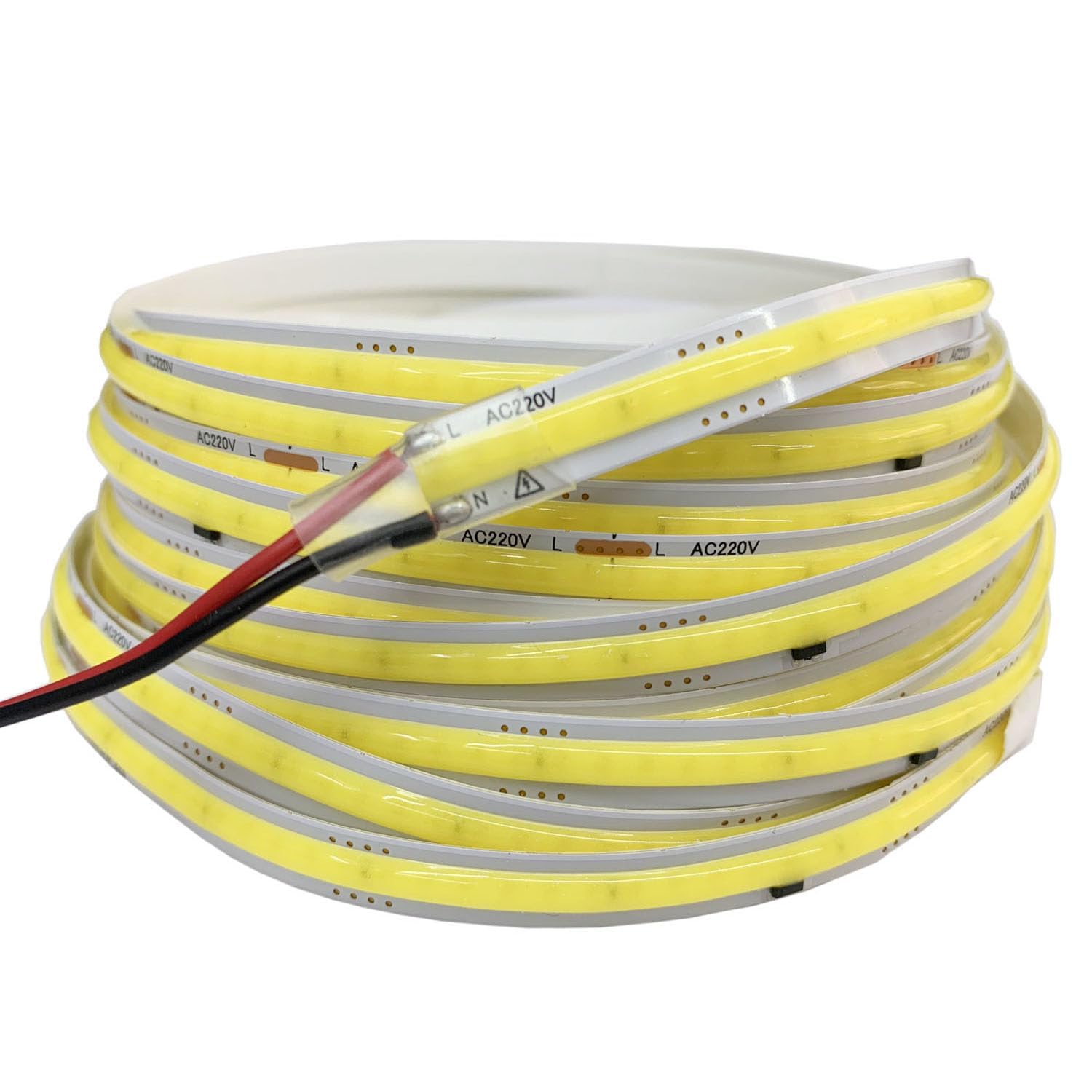 saiyuchen AC 220V COB LED Strip Lights Non-Waterproof Smart IC No Need Driver LED Rope Light, Flexible Cuttable, for Bedroom Garden Commercial House (6000K Cool White, 3M)