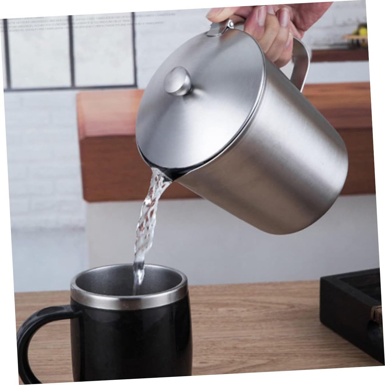 Gatuida Tasse à Mesurer Graduée Pour Pâtisserie Avec Couvercle Pour Latte Art Pichet à Lait Pour Expresso