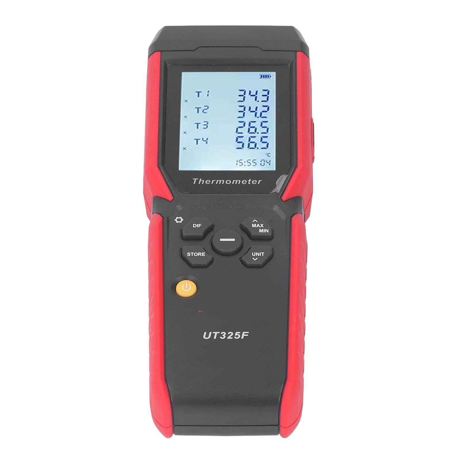 Marhynchus Termómetro Termopar Digital, Termómetro de Temperatura de 4 Canales Medidor ABS con 4 Sondas, 32°F a 3212°F Registro de Datos LCD Retroiluminado para Procesamiento de Acero Plástico