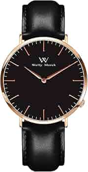 Welly Merck サファイアガラス スイスクォーツ ブラックレザーベルト