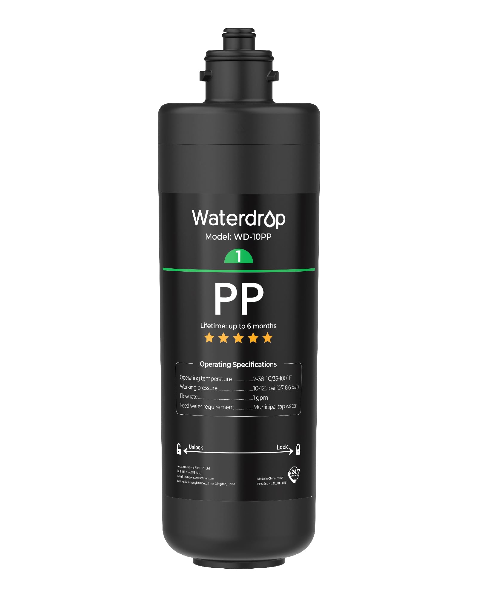 Waterdrop WD-10PP Filtre à eau sous évier, remplacement pour système de filtre à eau sous évier Waterdrop TSA & TSB & TSB-CM à 3 étapes