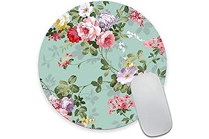 Mint Floral Teal Round Mouse Pad