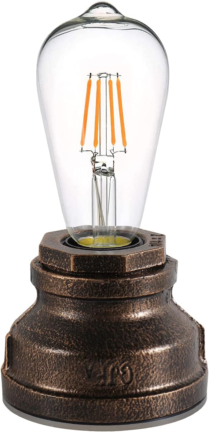Vintage Touch Control Table Lamp,Edison 4W LED Dimmable Bulb Included,with 3 Levels of Brightness,Small Desk Industrial Night Light for Living Room Bedroom,Bronze
