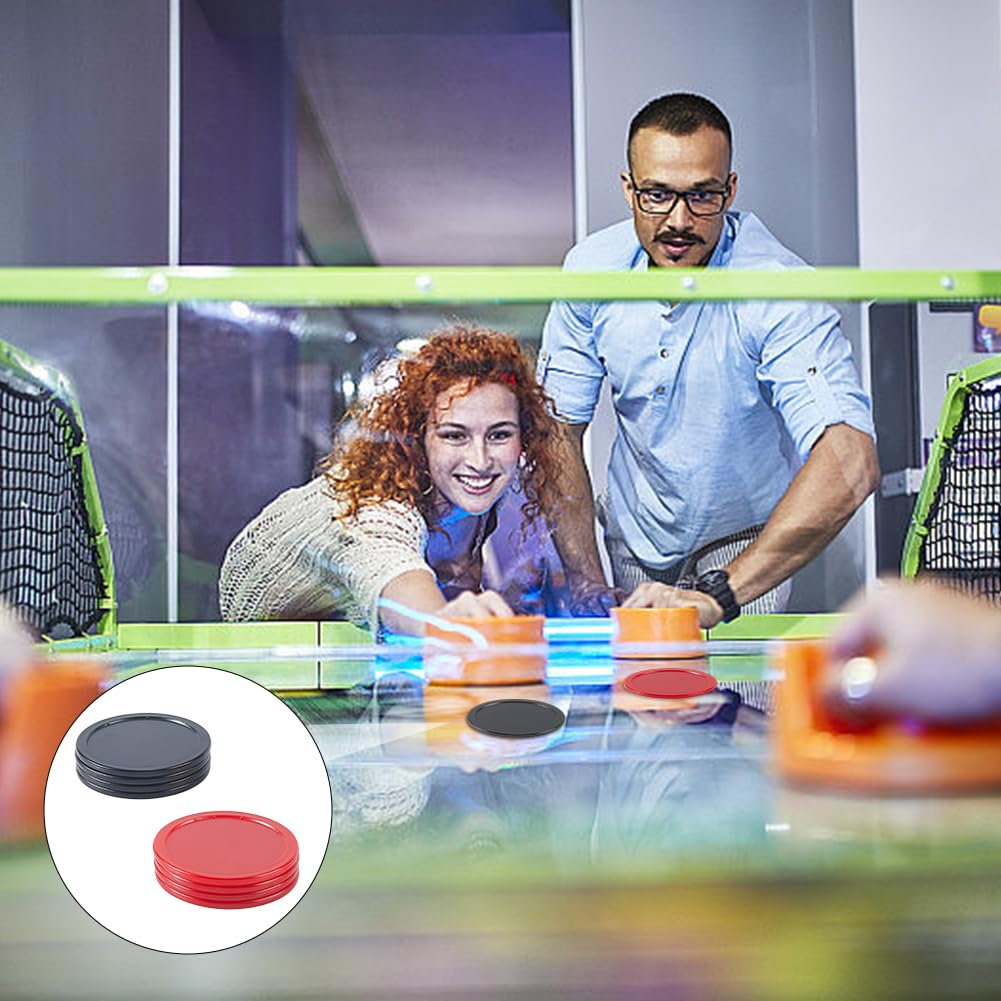 CREATCABIN 8 pz. Dischi Air Hockey 6.4cm Dischetti Ricambio Pesanti Standard Plastica Leggeri per Tavoli Attrezzature Set Allenamento trattenimento Accessori per Feste Terni Adulti Rosso Nero
