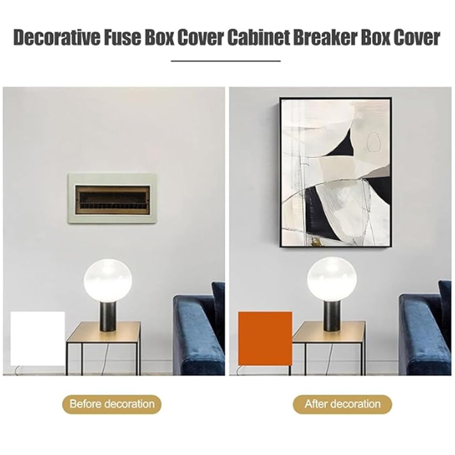Breaker Box Cover Decorative, Wall Mounted Electrical Panel Cover Distribution Box Decorative Painting for Living Room, Bedroom, Office, Cafe(Black D,40x60cm/15.7x23.6in)