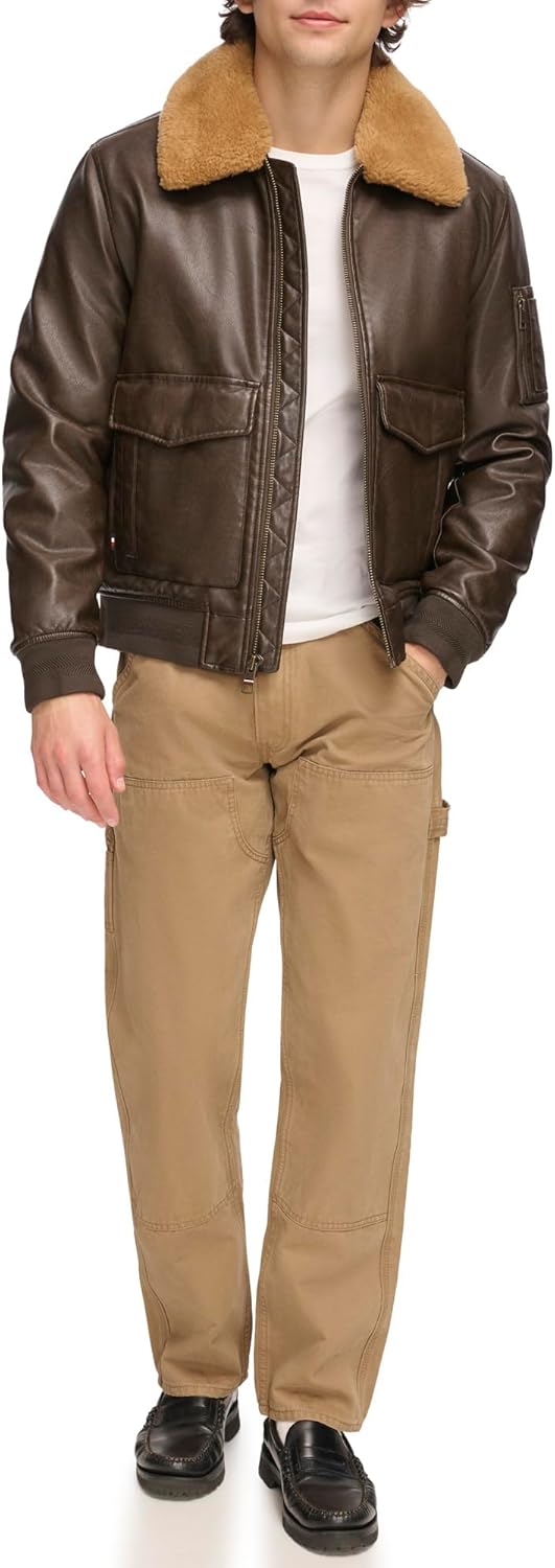 Tommy Hilfiger Men's Faux Leather Bomber Jacket