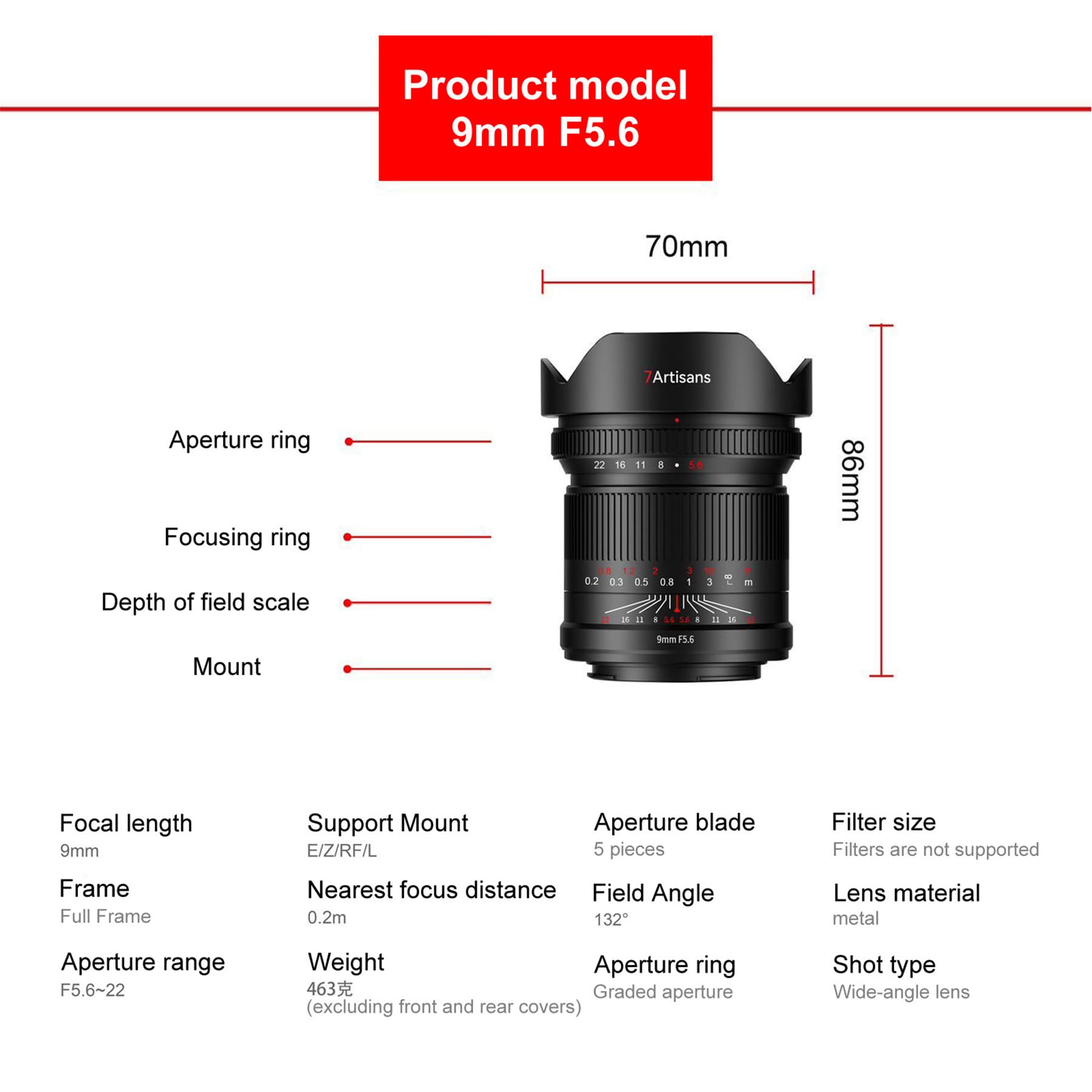 Optique Paysage Architecture Objectif 7artisans 9mm F5.6 Grand
