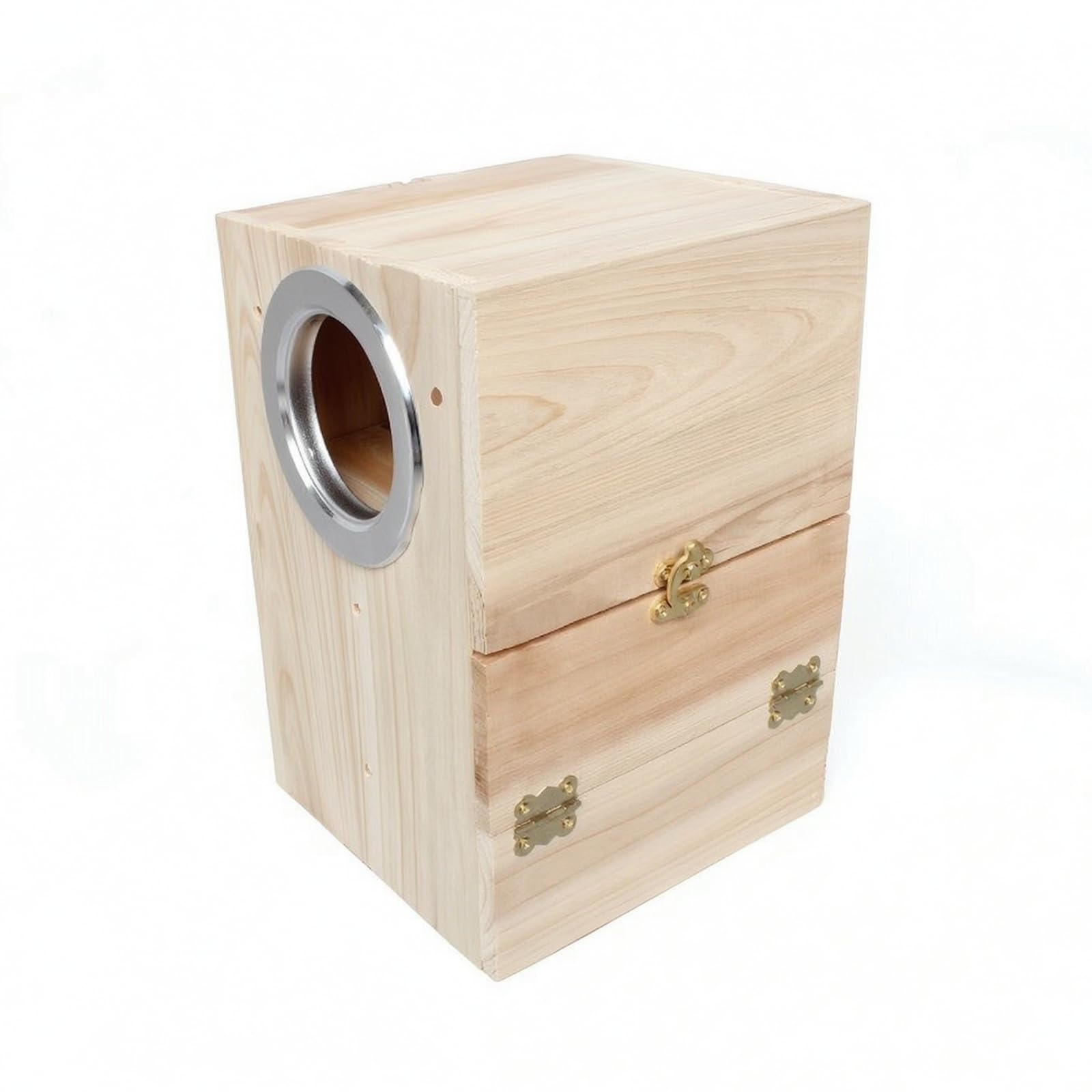 Casetta Nido con Posatoio Resistente Casetta Dei Pappagalli con Ingresso Sicura Scatola di Allevamento Dei Pappagalli, Grande, Verticale, Apertura Destra, 18x18x27cm Foro 7.5cm