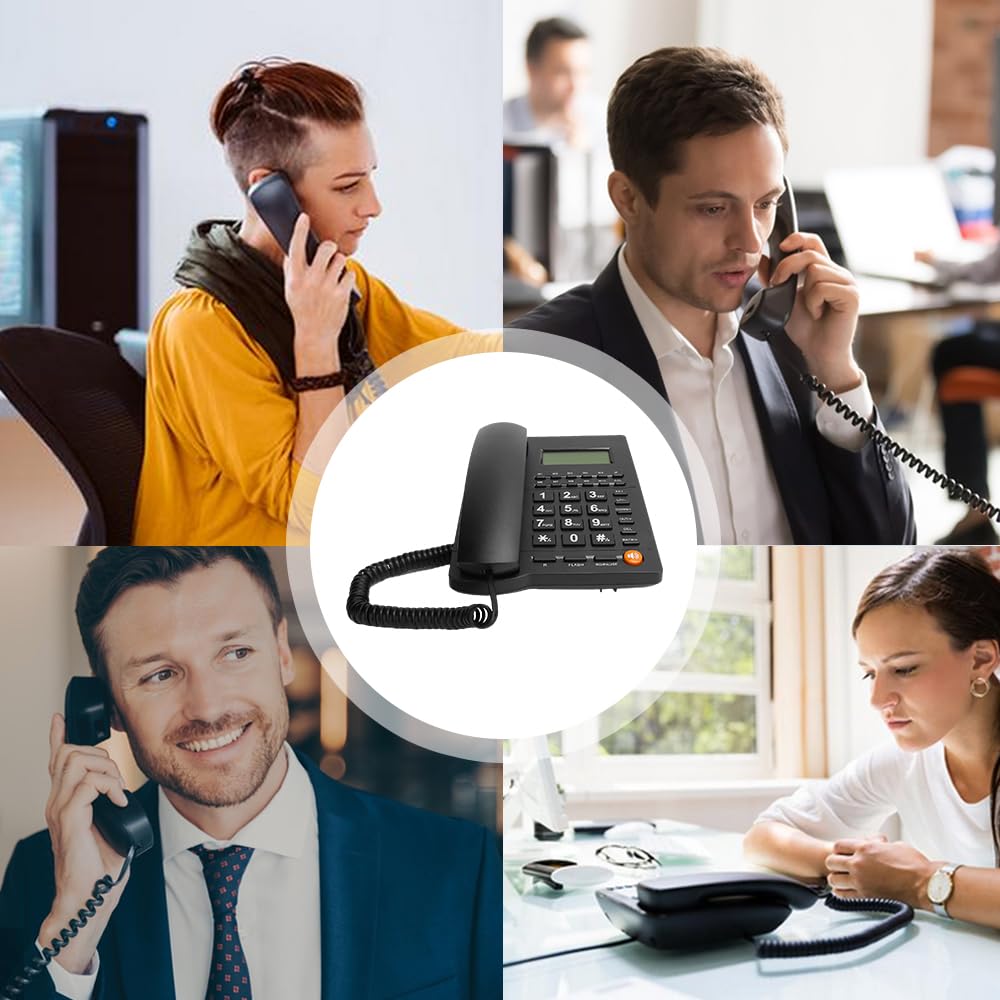 Garsent Telefono con Filo, Telefono Fisso Desktop, Pulsanti Grandi Telefoni a Casa con Controllo del Volume, Retroilluminazione, Funzioni di Riferimento Numerico per Ufficio, Reception,