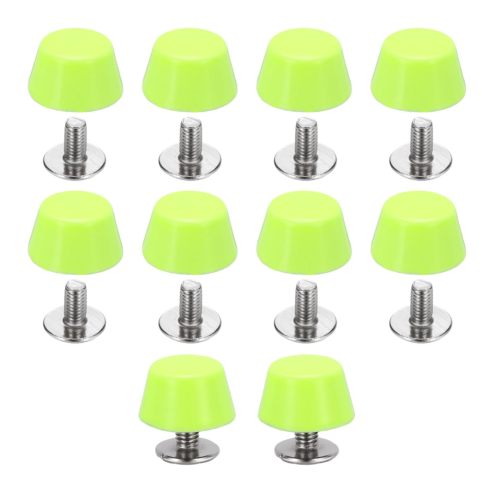 sourcing map 10 Sets Rivets Stud Handbag Purse Feet 10mm / 3/8" Screw Back Spikes Nailhead Flat Head Stud Rivet Buckle Leathercraft for Leather DIY Collar Belt Bag Totes, Fluorescent Green