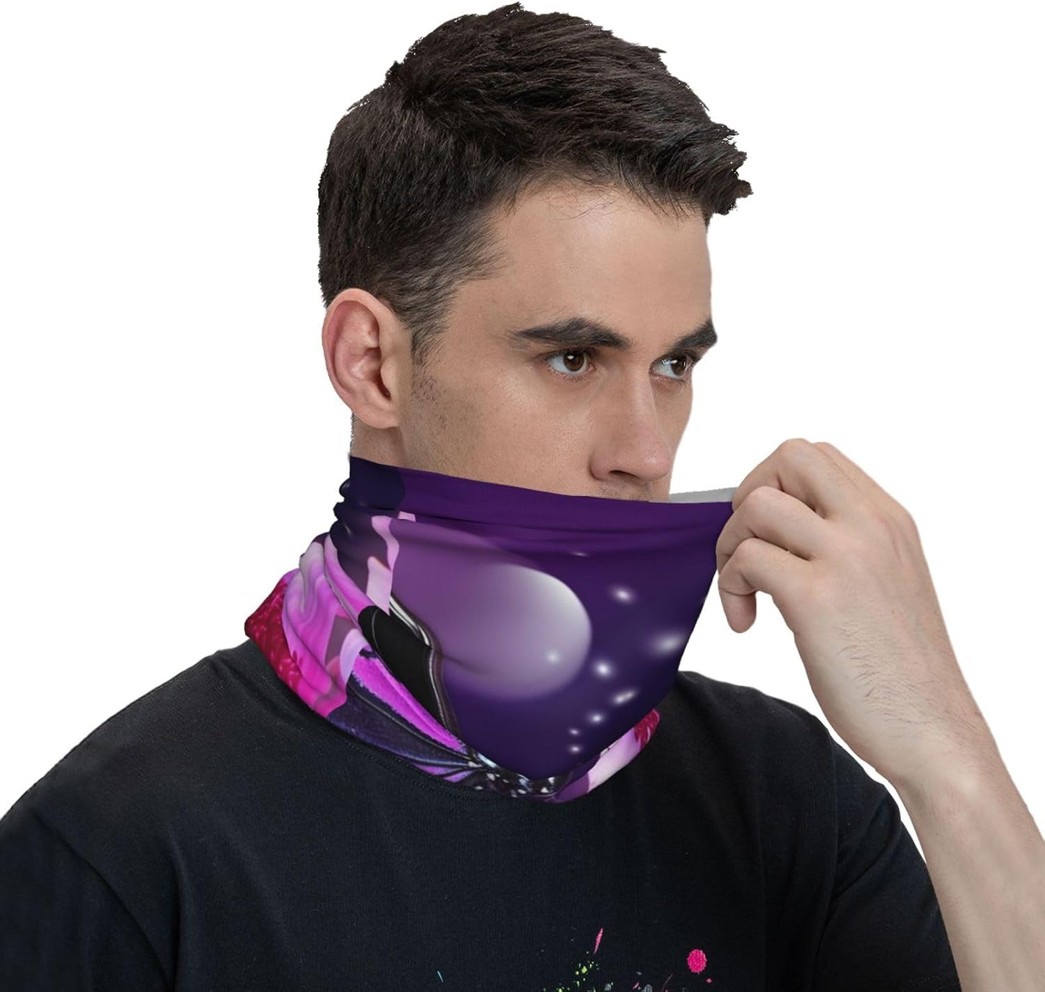 Purple butterfly and flower Neck Gaiter UV Sun Protection Face Mask Scarf Cooling Breathable Face Cover for Men Women Elastic Balaclavas Versatile Bandana, Sun & Wind-proof for Skiing Hiking