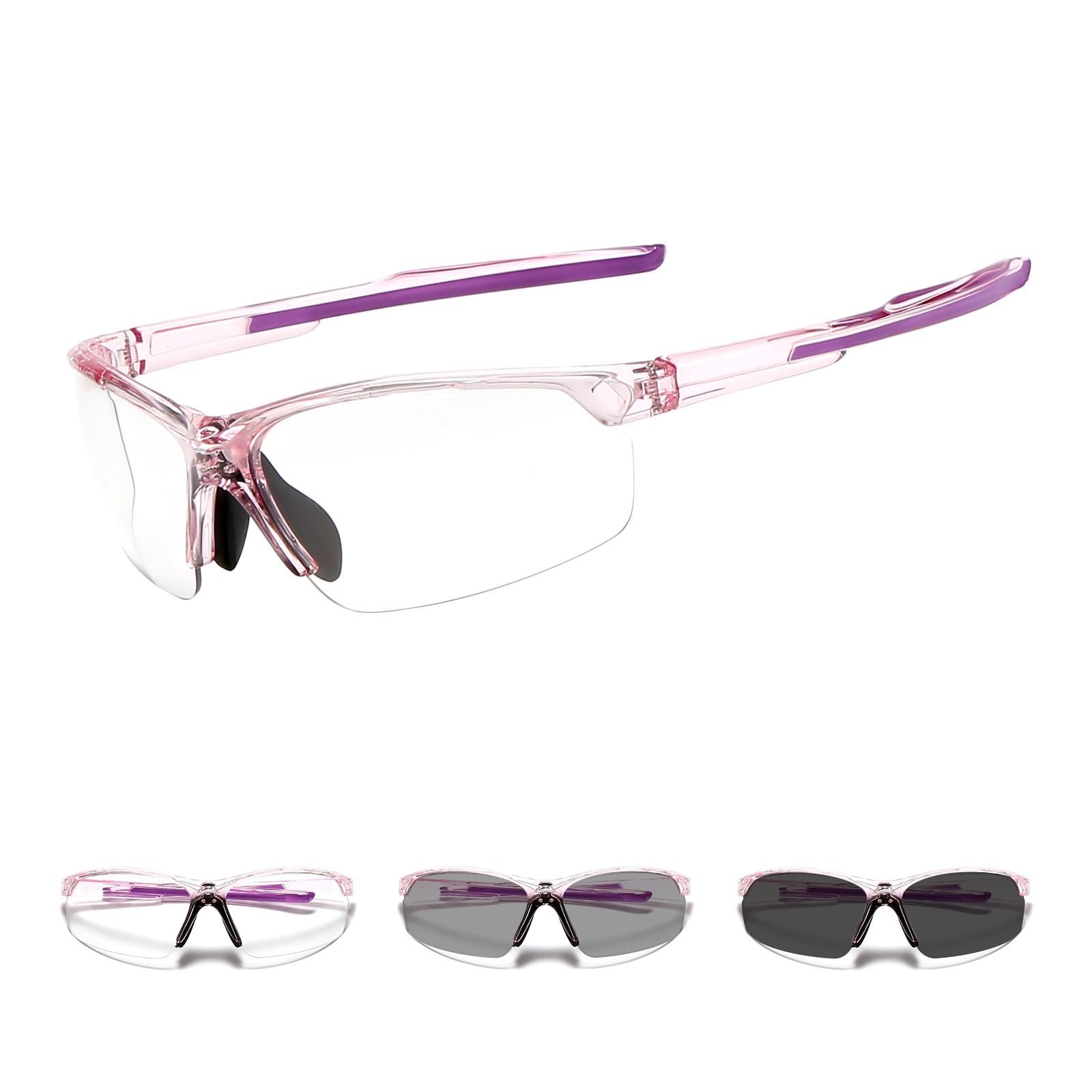 Suertree Selbsttönend Fahrradbrille Photochromatische Sportsonnenbrille Herren Damen Transprante Gläser Klar Radsport Radfahren MTB