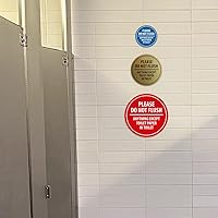 Vista 3 de Signs ByLITA Circle Please Do Not Flush Anything Except - Letrero de pared o puerta de papel higiénico - Cinta adhesiva de espuma de doble cara