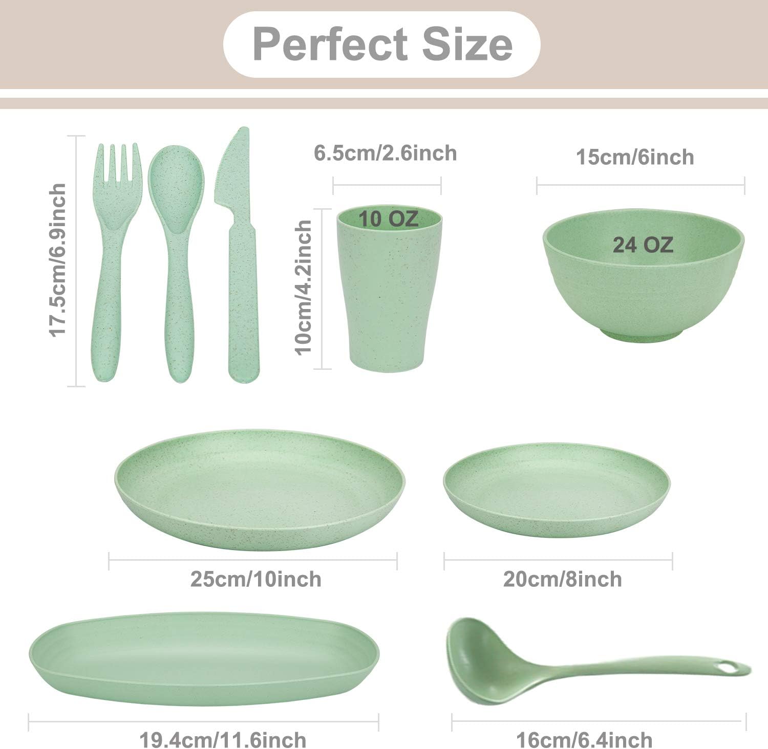 Lowest Price Deefong Wheat Straw Dinnerware set Plates,Lightweight Degradable Dinner Plates Set,Bowls, Cups Set,25 PACK Dishwasher & Microwave Safe Dinnerware Set, Unbreakable Salad Plates