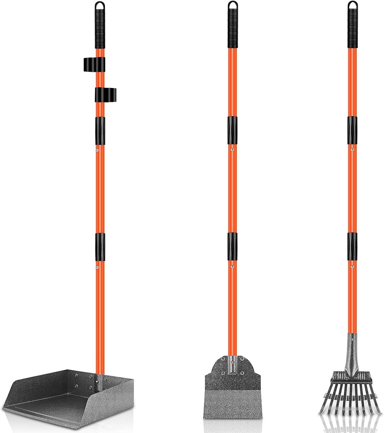 Grehge Scooper Adjustable Long Handle Metal Tray Rake and